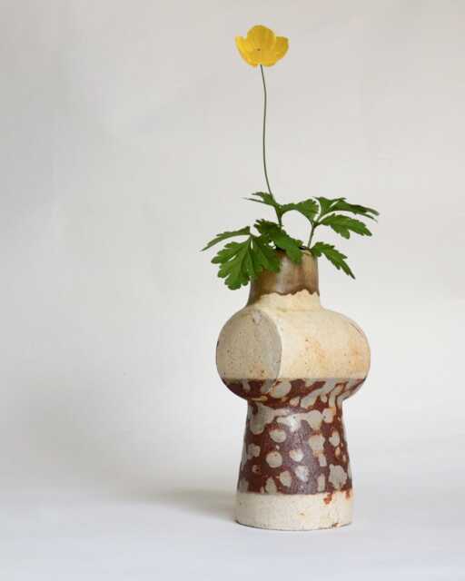 Japanese Studio Ceramic Flower Vase Large/Kodomari Ryo /Contemporary Geometric Primitivism - image 1