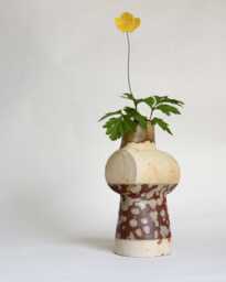 Japanese Studio Ceramic Flower Vase Large/Kodomari Ryo /Contemporary Geometric Primitivism - thumbnail 1
