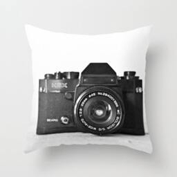 Camera Pillow - Vintage Case Hipster Cover Cushion Black & White 16x16 18x18 20x20 - thumbnail 1
