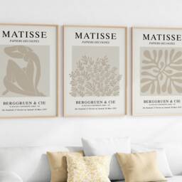 Matisse Art Prints Set Of 3, Beige Paper Cut-Out Style - thumbnail 2