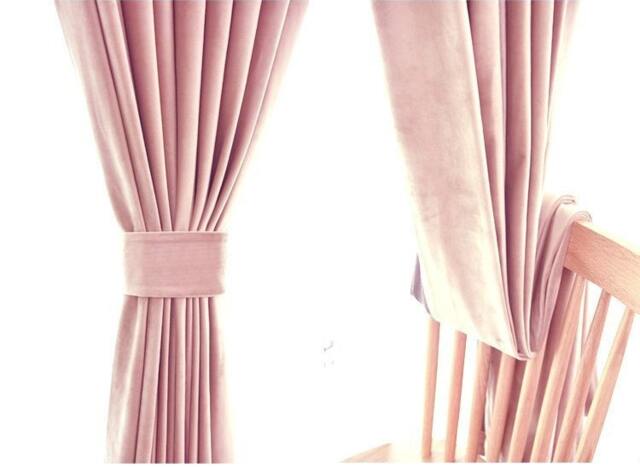 Pair Of Blush Pink Velvet Curtains, Bedroom Living Room Custom Curtains - image 1