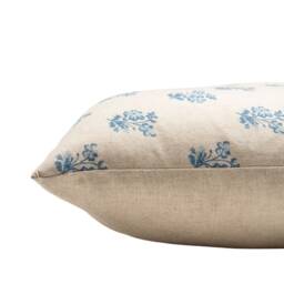 Posy Print Linen Look Cushion Cover in Cornflower Blue. Dainty Floral Blue, Effect Background. 17x17 - thumbnail 2