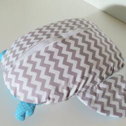 Pillow Cover, Custom Owl, Nursery Owl Pillow, Accent Aqua Blue, White & Gray Chevron Stripes Dots - thumbnail 3