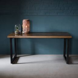 Industrial Dining Table - Solid Wood With Black Metal Legs Koda - thumbnail 2