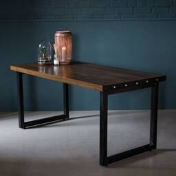 Industrial Dining Table - Solid Wood With Black Metal Legs Koda - thumbnail 3