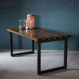 Industrial Dining Table - Solid Wood With Black Metal Legs Koda - thumbnail 4