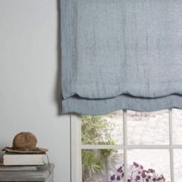 Linen Roman Blind - Shade-Roman in Grey Blue Color-Hardware Is Included Made To Measure Blind- Custom Blind - thumbnail 2