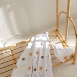 Celestial Moon & Sun Organic Baby Blanket Set - Gots Certified Cotton With Hat, Soft & Cozy, Unique Shower Gift, 0-6 Months - thumbnail 2