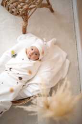 Celestial Moon & Sun Organic Baby Blanket Set - Gots Certified Cotton With Hat, Soft & Cozy, Unique Shower Gift, 0-6 Months