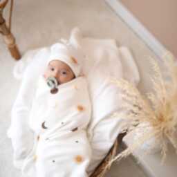 Celestial Moon & Sun Organic Baby Blanket Set - Gots Certified Cotton With Hat, Soft & Cozy, Unique Shower Gift, 0-6 Months - thumbnail 4