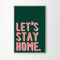Let's Stay Home Quote Art Canvas Poster, Trendy Wall Art, Apartment Aesthetic Decor, Retro Printed Gift - thumbnail 2