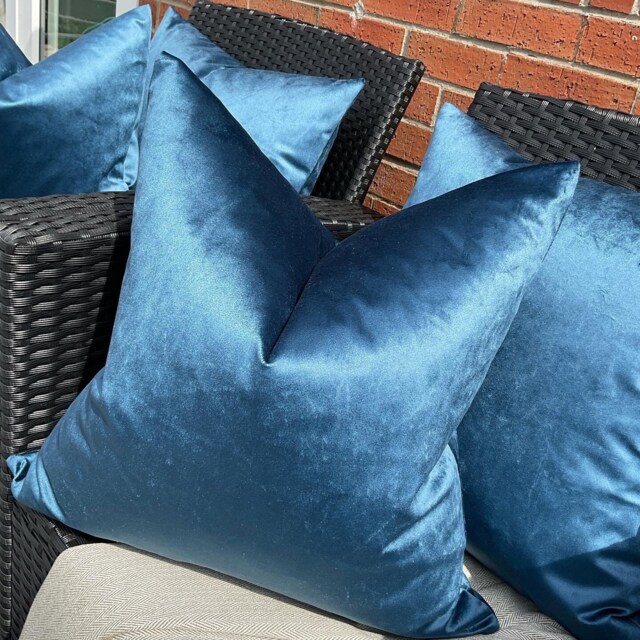 Waterproof Cushion Cover, Teal Pillow Garden Water Resistant Durable Designer Fabric - Panaz - image 1