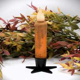 Set Of - 2 Two Harvest Orange Grubby 4 Inch Led Wax Dipped Battery Operated Flameless Timer Taper Candles, Country Primitive Home Decor - thumbnail 3
