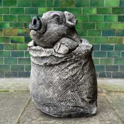 Funny Pig in Sack Statue Cement Gift Whimsical Farm Animal Decor Cute Bag Ornament Outdoor Garden Humor Pig Lover Figurine - thumbnail 2