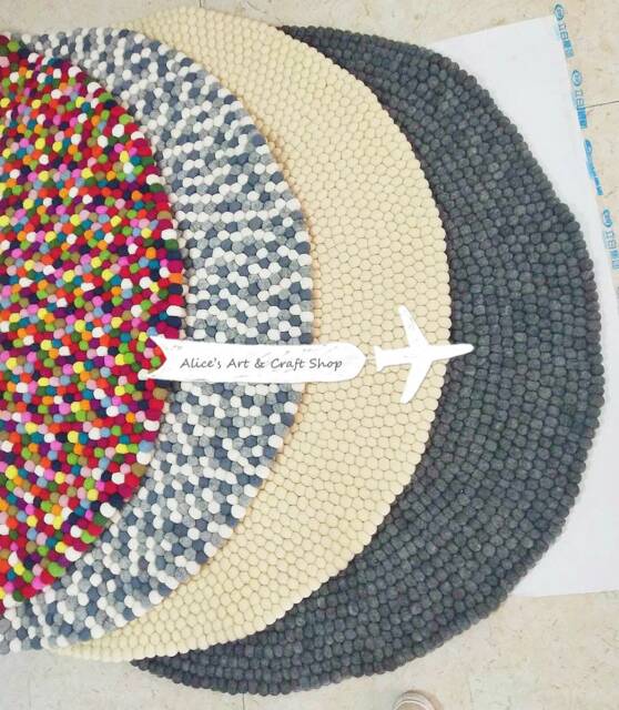 4 Feet Rainbow/Gray/Cream/Multigray To Pick Handmade Pom Rug For Either Baby Nursery Room, Living Room Decor, Or Dorm Decor - image 1