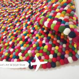 4 Feet Rainbow/Gray/Cream/Multigray To Pick Handmade Pom Rug For Either Baby Nursery Room, Living Room Decor, Or Dorm Decor - thumbnail 3