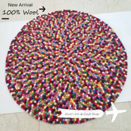 4 Feet Rainbow/Gray/Cream/Multigray To Pick Handmade Pom Rug For Either Baby Nursery Room, Living Room Decor, Or Dorm Decor - thumbnail 2
