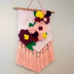 Floral Decor, Weaving, Boho Nursery Wall Tapestry, Bohemian Textile Art, Woven Hanging, Large Hanging - thumbnail 3