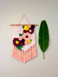 Floral Decor, Weaving, Boho Nursery Wall Tapestry, Bohemian Textile Art, Woven Hanging, Large Hanging