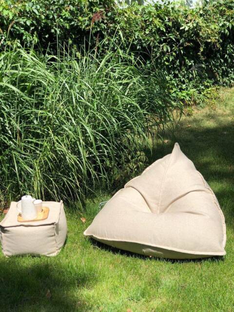 Natural Linen Bean Bag Chair, Adult Floor Cushion, Meditation Seat - image 1