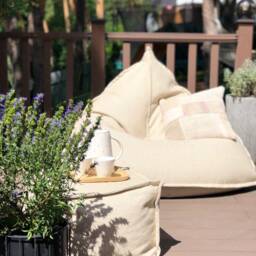 Natural Linen Bean Bag Chair, Adult Floor Cushion, Meditation Seat - thumbnail 4