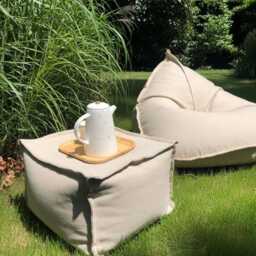 Natural Linen Bean Bag Chair, Adult Floor Cushion, Meditation Seat - thumbnail 3