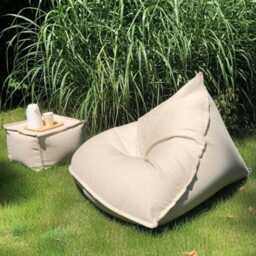 Natural Linen Bean Bag Chair, Adult Floor Cushion, Meditation Seat - thumbnail 2