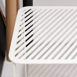 Side Table Made Of White Metal With Gridded Top Can Be Used As A Coffee Or Bedside - thumbnail 3