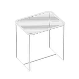 Side Table Made Of White Metal With Gridded Top Can Be Used As A Coffee Or Bedside - thumbnail 2