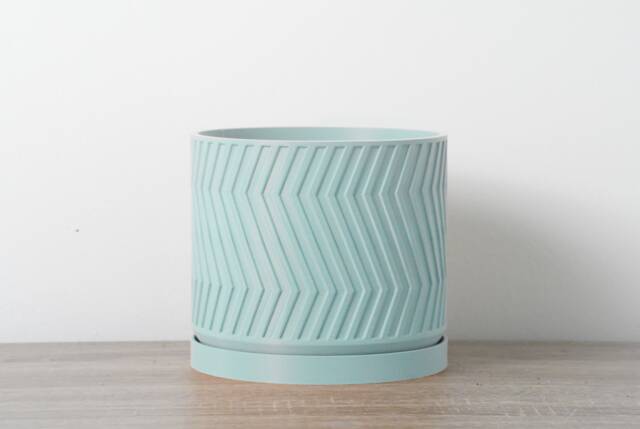 "Gatsby Planter With Drainage & Saucer in Cotton Candy Blue, Art Deco 3D-Printed Plant Pot, Small To Large Sizes 4"" 5"" 6"" 7"" 8" - image 1