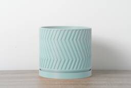 "Gatsby Planter With Drainage & Saucer in Cotton Candy Blue, Art Deco 3D-Printed Plant Pot, Small To Large Sizes 4"" 5"" 6"" 7"" 8"
