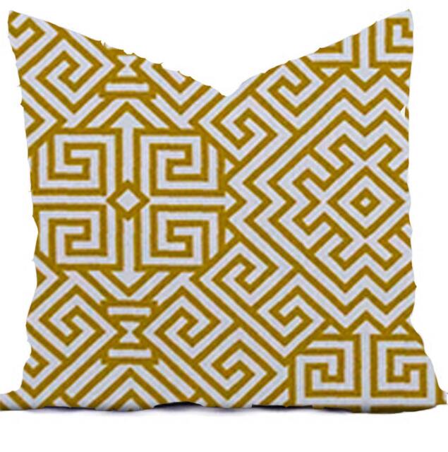 Pillow Cover Throw Accent Pillows Custom - Plantation Blue Teal Golden Rod Mustard Yellow Gold Modern Lattice Block Print 16x16, 18x18 - image 1