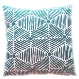 Pillow Cover Throw Accent Pillows Custom - Plantation Blue Teal Golden Rod Mustard Yellow Gold Modern Lattice Block Print 16x16, 18x18 - thumbnail 3