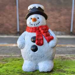 Concrete Snowman in Hat Figurine Cement Statue Outdoor Holiday Sculpture Handmade Winter Garden Decor Stone Frosty Ornament - thumbnail 1