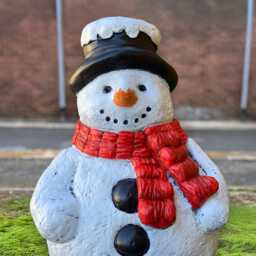 Concrete Snowman in Hat Figurine Cement Statue Outdoor Holiday Sculpture Handmade Winter Garden Decor Stone Frosty Ornament - thumbnail 2