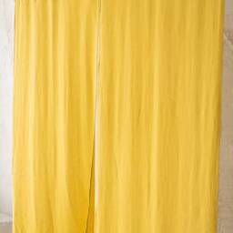 Mimosa Yellow Linen Noren Curtain, Japanese Style Curtain, Traditional Doorway Divider, Rod Pocket Linen Home Decor - thumbnail 2