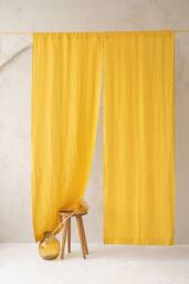 Mimosa Yellow Linen Noren Curtain, Japanese Style Curtain, Traditional Doorway Divider, Rod Pocket Linen Home Decor - thumbnail 1