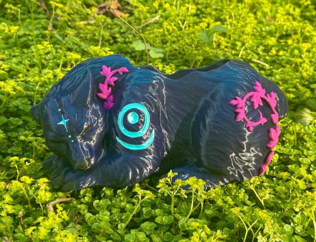 Night Elf Dreaming Bear Dark Blue Xl 3D Printed Planter 24cm X 13cm - image 1
