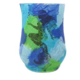 Mermaid Night Light Silhouette Candle Holder Hand Made Glass Blue Green Tea - thumbnail 3