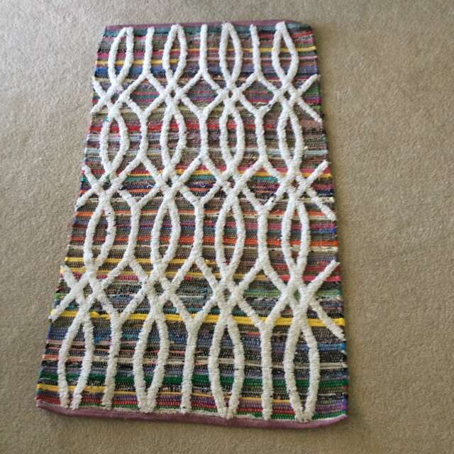 "Rag Rug/Chindi Floor J Scandinavian Area Rug, Boho Chic Hippie Rugs Multi Color Scrap Cotton Ready To Ship 48""x30" - image 1
