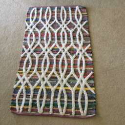 "Rag Rug/Chindi Floor J Scandinavian Area Rug, Boho Chic Hippie Rugs Multi Color Scrap Cotton Ready To Ship 48""x30"
