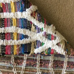"Rag Rug/Chindi Floor J Scandinavian Area Rug, Boho Chic Hippie Rugs Multi Color Scrap Cotton Ready To Ship 48""x30" - thumbnail 2