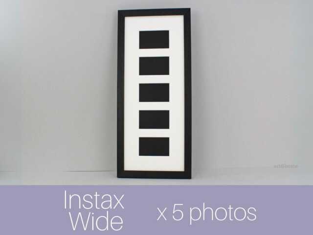 Instax Wide. Suits Five Wide Sized Photos, Visual Aperture 9.5x5.8cm. 20x50cm Wooden Multi Frame. Shows Photo Only - Not Border - image 1