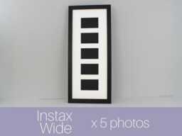 Instax Wide. Suits Five Wide Sized Photos, Visual Aperture 9.5x5.8cm. 20x50cm Wooden Multi Frame. Shows Photo Only - Not Border - thumbnail 1