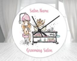 Personalised Dog Groomers Clock Gift, Grooming Salon Decor, Birthday Gift For Her, Glass