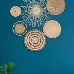 Woven Wall Decor Set - Natural Boho Art Bamboo Rattan Circle Shapes - thumbnail 2