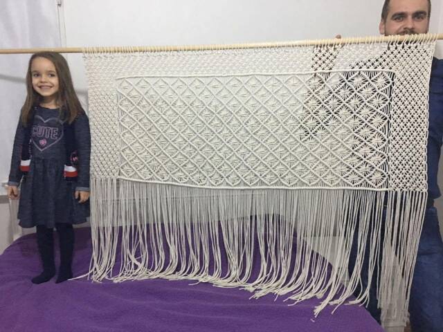Macrame Queen Bedroom Decor, Large Wall Hanging, Headboard - image 1