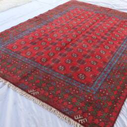 7x10 Bokhara Area Rug, Red Afghan Hand Knotted Veg Dyes Plush Wool Tribal Rugs For Living Room - Bedroom Turkmen Oriental Rug - thumbnail 2