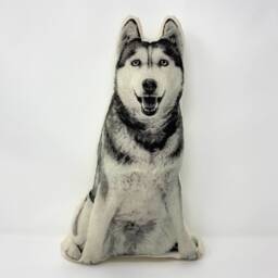 Silkscreened Siberian Husky Throw Pillow, Contour Shaped - thumbnail 4