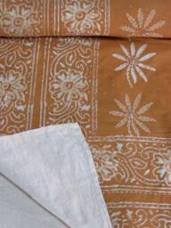 Handmade Indian Kantha Quilt Handblock Cotton Bedspread, Queen Size - thumbnail 3